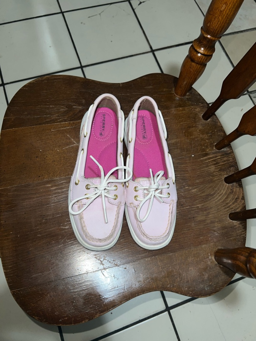 Sperry Women’s Light Pink Boat Shoes with Hot Pink Insoles
